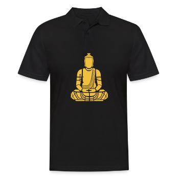 Mediations buddha sitzend - Männer Poloshirt - Schwarz - Vorne - Kai (181cm)