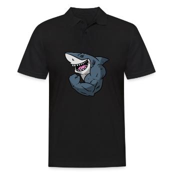 Shark shark with biceps - Men's Polo Shirt - black - Front - Kai (181cm)