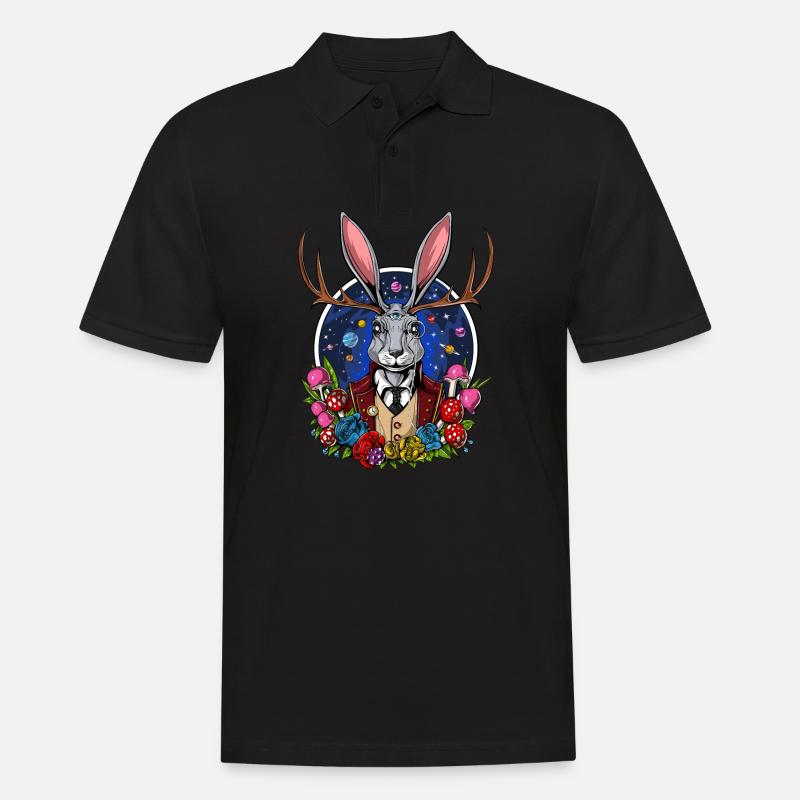 Psychedelische Jackalope - Männer Poloshirt - Schwarz