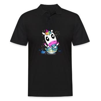Einhorn Baby T-Shirt | Süßes Shirt mit Einhorn - Männer Poloshirt - Schwarz - Vorne - Kai (181cm)