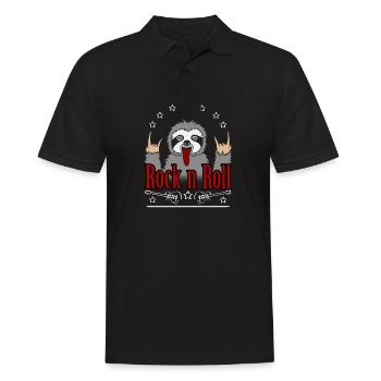 Rock n Roll Faultier Musik T-Shirt mit Gitarren - Männer Poloshirt - Schwarz - Vorne - Kai (181cm)