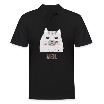 Meh Sad Cat T-Shirt - Männer Poloshirt - Schwarz - Vorne - Kai (181cm)
