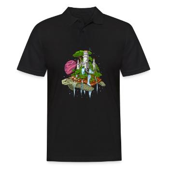 Kosmische Schildkröte - Männer Poloshirt - Schwarz - Vorne - Kai (181cm)