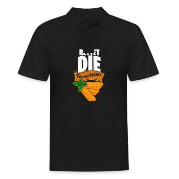 Lustiges Angler Tshirt Rettet dir Fischstäbchen - Männer Poloshirt - Schwarz - Vorne - Kai (181cm)