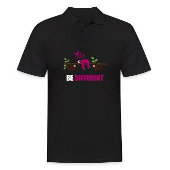 SOYEZ DIFFÉRENT soyez différent Sloth Sloth Design - Polo Homme - noir - Devant - Kai (181cm)