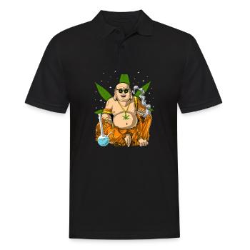 Buddha, der Unkraut raucht - Männer Poloshirt - Schwarz - Vorne - Kai (181cm)