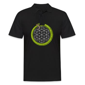 Fleur de vie Ouroboros Serpent - Polo Homme - noir - Devant - Kai (181cm)