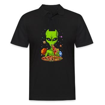 Space Alien Eating Pizza - Men's Polo Shirt - black - Front - Kai (181cm)