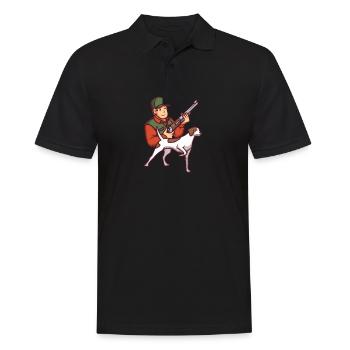 Hunting Hunter Hunting Dog Dog Shotgun Gift - Men's Polo Shirt - black - Front - Kai (181cm)