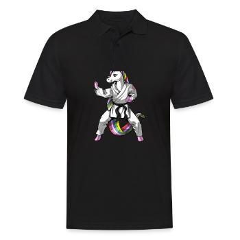 Einhorn Mädchen Karate - Männer Poloshirt - Schwarz - Vorne - Kai (181cm)
