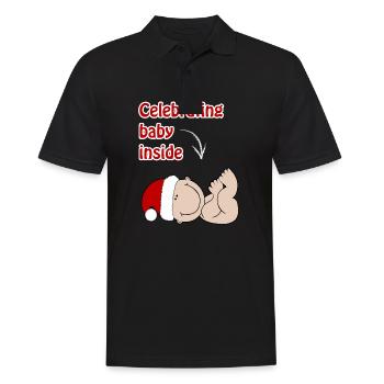 Grossesse Noël T-shirt Bébé - Polo Homme - noir - Devant - Kai (181cm)