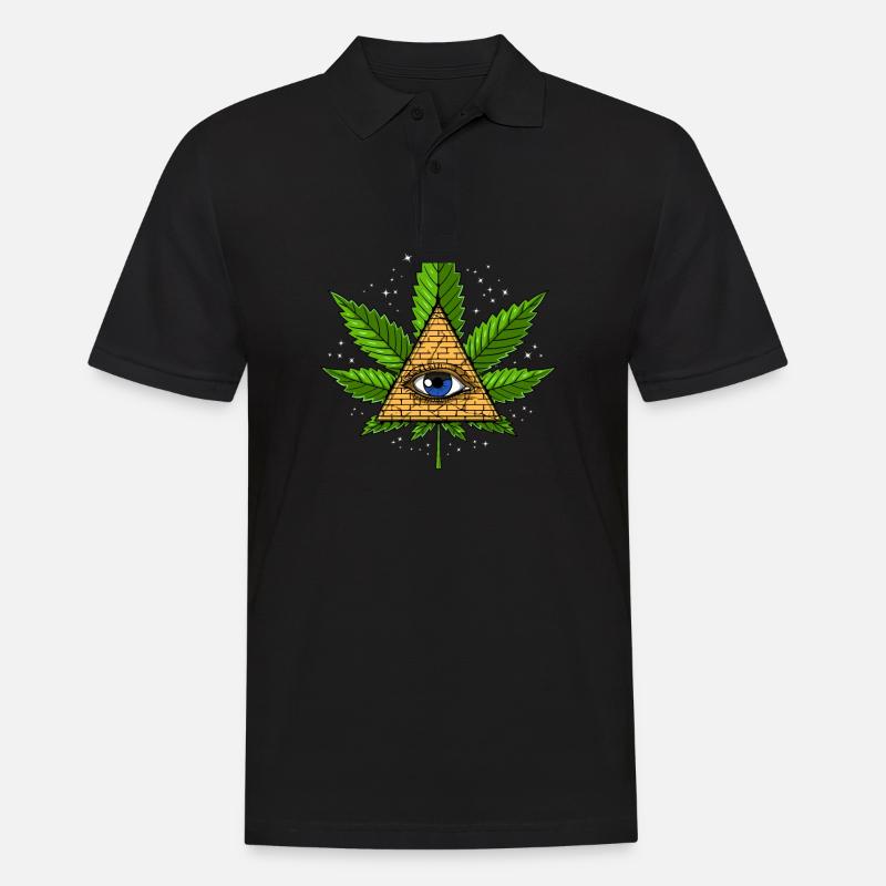 Unkraut Blatt Illuminati Pyramide - Männer Poloshirt - Schwarz
