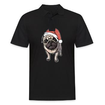Mops Pug Weihnachten Geschenkidee - Männer Poloshirt - Schwarz - Vorne - Kai (181cm)