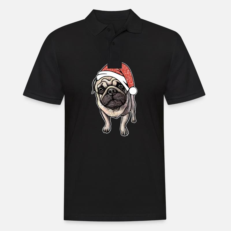 Mops Pug Weihnachten Geschenkidee - Männer Poloshirt - Schwarz
