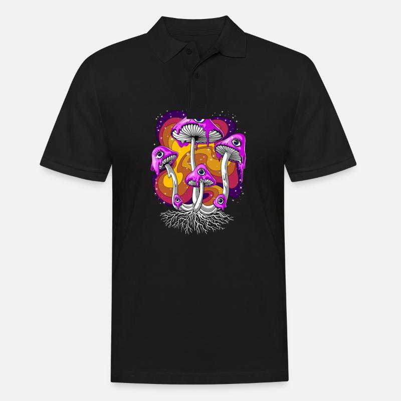 Psilocybin Magic Mushrooms Psychedelic Eyes - Men's Polo Shirt - black