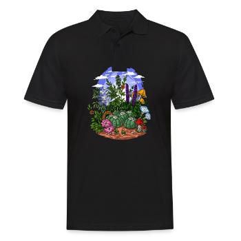Psychedelischer Naturgarten - Männer Poloshirt - Schwarz - Vorne - Kai (181cm)