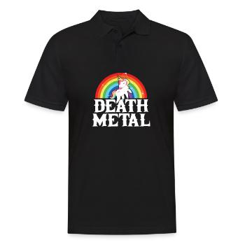 Death Metal Einhorn Hardrock Regenbogen Unicorn - Männer Poloshirt - Schwarz - Vorne - Kai (181cm)