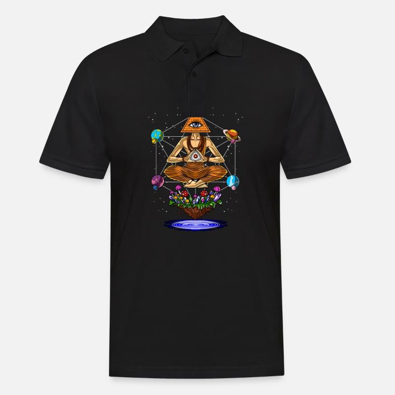 Champignons psychédéliques Illuminati Pyramid - Polo Homme - noir