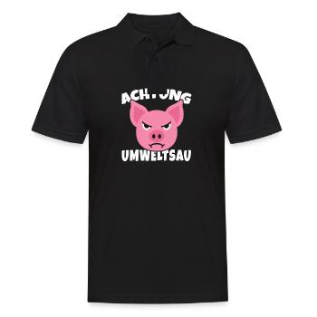 Oma ist ne Umweltsau Klimalüge Geschenk - Männer Poloshirt - Schwarz - Vorne - Kai (181cm)