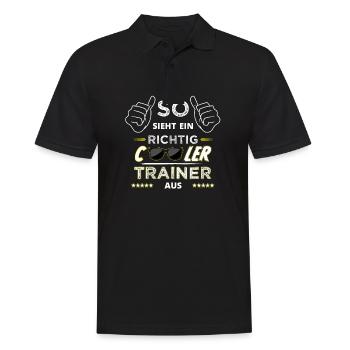 Cooler Trainer Coach Fußball Basketball Geschenk - Männer Poloshirt - Schwarz - Vorne - Kai (181cm)