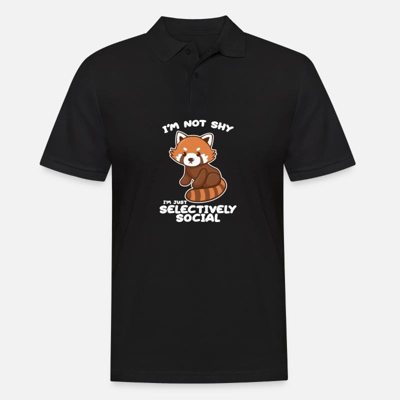 Panda rouge pas timide, juste sélectif social - Polo Homme - noir