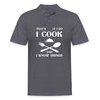 That's What I Do I Cook And I Know Things - Men's Polo Shirt - charcoal grey - Front - Nico (186cm)