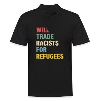 Will Trade Racists For Refugees - Polo Homme - noir - Devant - Kai (181cm)