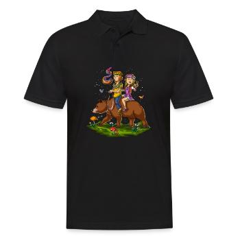 Hippies équitation ours fantaisie - Polo Homme - noir - Devant - Kai (181cm)