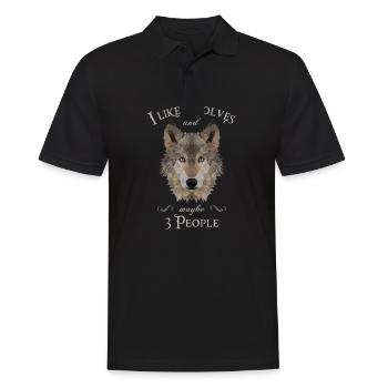 I Like Wolves and maybe 3 People - Männer Poloshirt - Schwarz - Vorne - Kai (181cm)