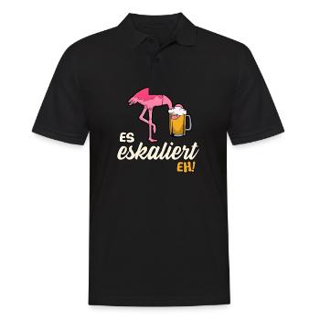 es eskaliert eh Flamingo Bier saufen Geschenk - Männer Poloshirt - Schwarz - Vorne - Kai (181cm)