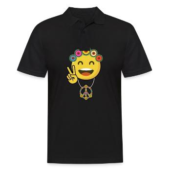 peace emoji Blumen lachen gelb emojis Geschenk - Männer Poloshirt - Schwarz - Vorne - Kai (181cm)