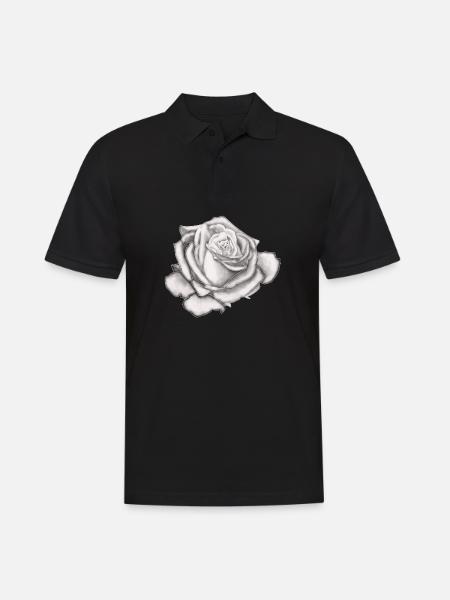 Weiße Rose - White Rose - Geschenkidee für jeden - Männer Poloshirt - Schwarz