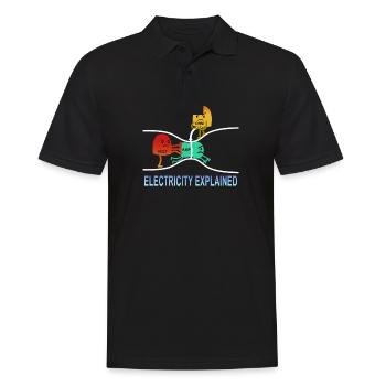 electricity explained Elektrik Ohm Volt Geschenk - Männer Poloshirt - Schwarz - Vorne - Kai (181cm)