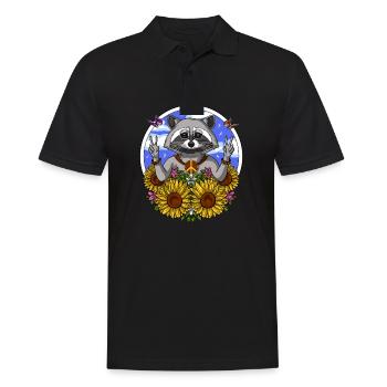 Hippie raton laveur - Polo Homme - noir - Devant - Kai (181cm)