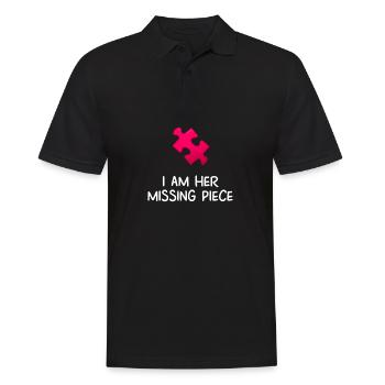 Puzzle et pièce coeur Pièce cadeau Saint-Valentin - Polo Homme - noir - Devant - Kai (181cm)