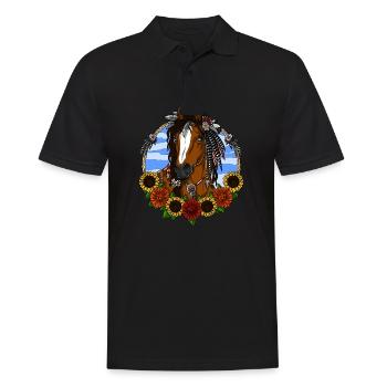 Pferd Hippie - Männer Poloshirt - Schwarz - Vorne - Kai (181cm)