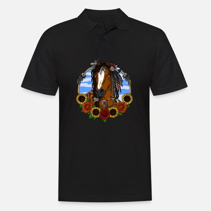 Pferd Hippie - Männer Poloshirt - Schwarz
