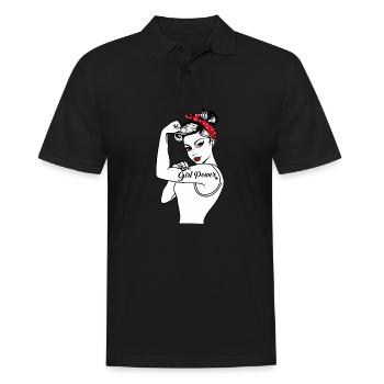 Girl Power GRL PWR Pin up Retro rockabilly - Männer Poloshirt - Schwarz - Vorne - Kai (181cm)