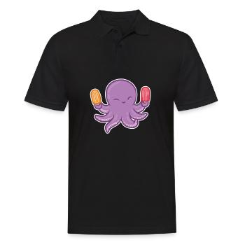 Oktopus Tintenfisch Krake Eis Essen Eiscreme Liebe - Männer Poloshirt - Schwarz - Vorne - Kai (181cm)