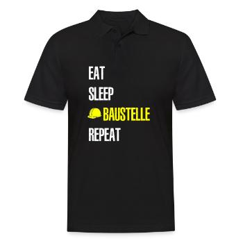 EAT SLEEP BAUSTELLE REPEAT - Männer Poloshirt - Schwarz - Vorne - Kai (181cm)