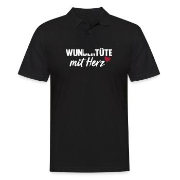 Wundertüte mit Herz Spruch - Männer Poloshirt - Schwarz - Vorne - Kai (181cm)