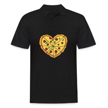 Pizza Herz - Männer Poloshirt - Schwarz - Vorne - Kai (181cm)