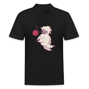 Volleyball Sheep Funny Humor Dredging Flatbed - Men's Polo Shirt - black - Front - Kai (181cm)