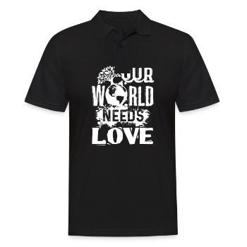 Tag der Erde Erde braucht Liebe - Männer Poloshirt - Schwarz - Vorne - Kai (181cm)