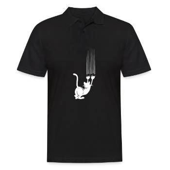 Chat grimpant avec des marques de rayures - Polo Homme - noir - Devant - Kai (181cm)
