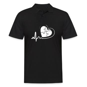 Sensibilisation à l'autisme Sensibilisation à l'autisme Rythme cardiaque - Polo Homme - noir - Devant - Kai (181cm)