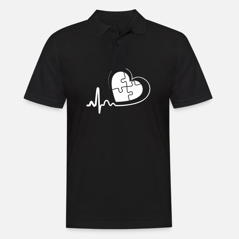 Autismusbewusstsein Autismusbewusstsein Herzschlag - Männer Poloshirt - Schwarz