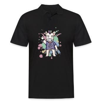 Licorne punk pastel Unicorn punk rock cadeau - Polo Homme - noir - Devant - Kai (181cm)