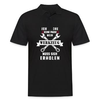 Ich mache keine Pause mein Werkzeug muss erholen - Männer Poloshirt - Schwarz - Vorne - Kai (181cm)