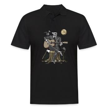 Skeleton Gitarrist - Männer Poloshirt - Schwarz - Vorne - Kai (181cm)